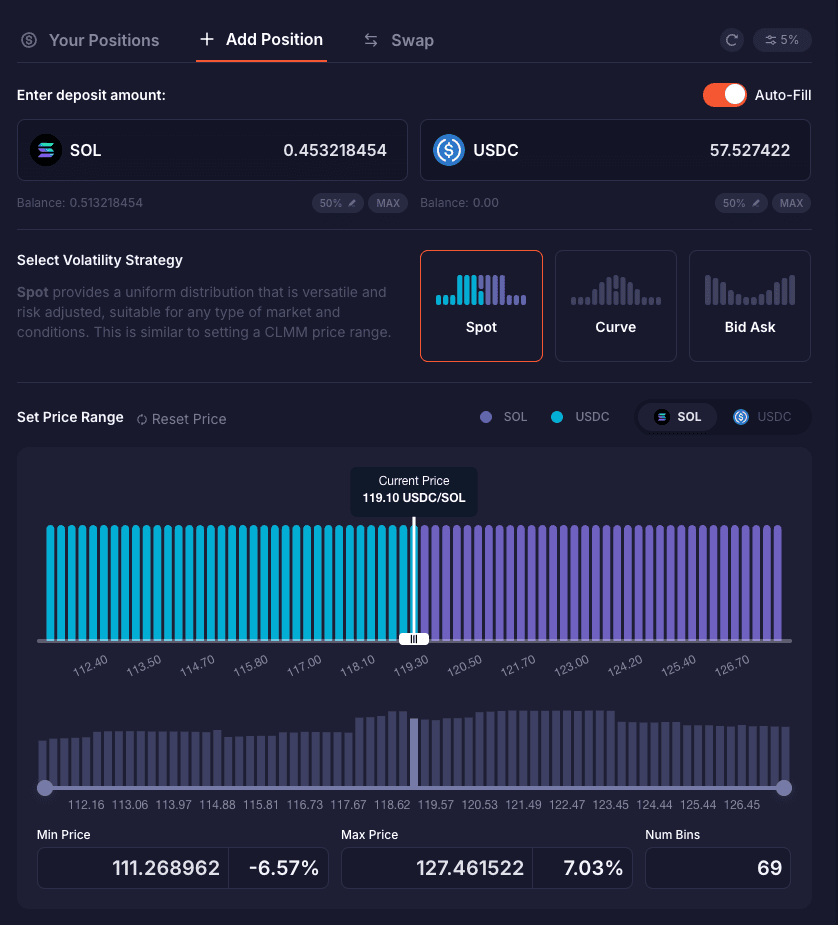 Captura de tela da opção de pool spot